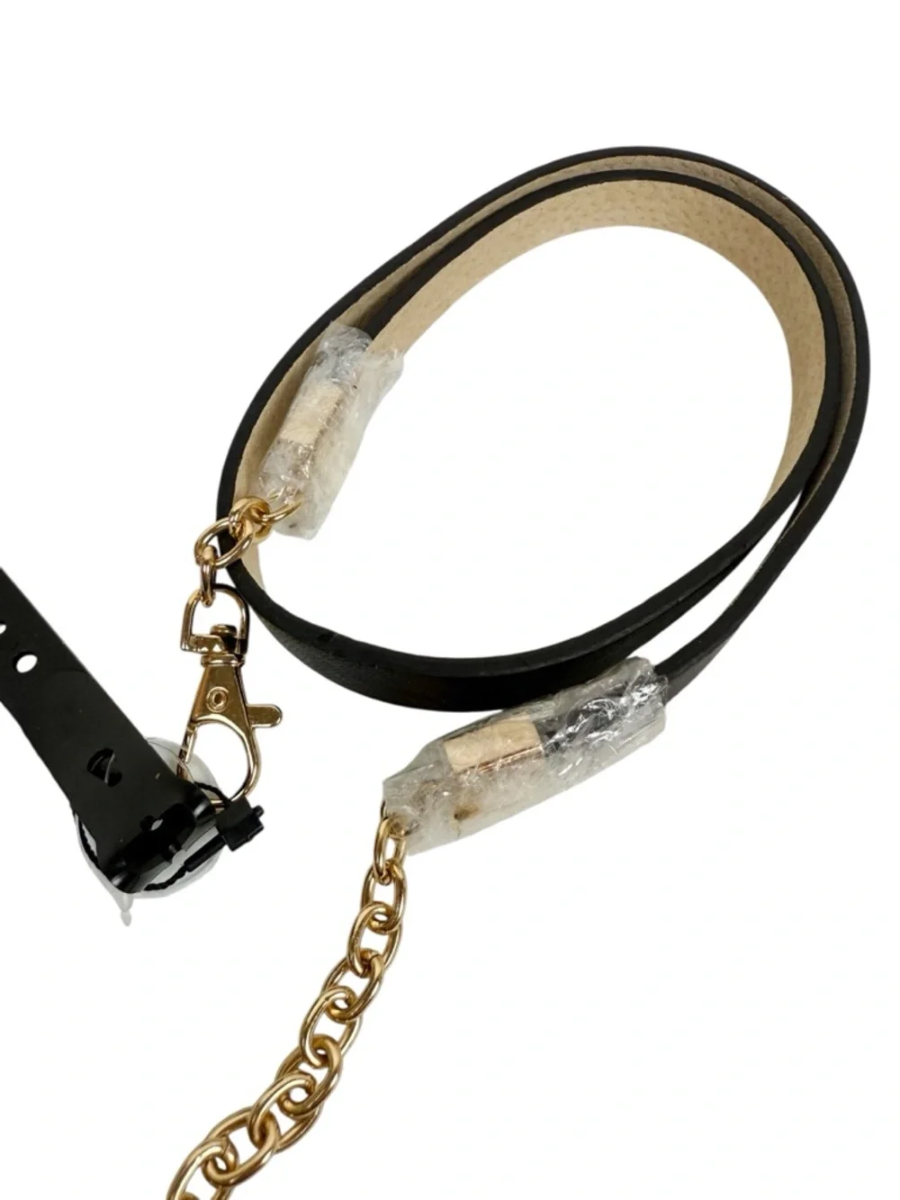 NWT Chico’s Black Leather Chain Belt With Tassel Size Small/ Medium